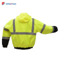Высокая видимость Водонепроницаемый теплый контраст дорожной безопасности куртки с 3M светоотражающие ленты и инструмент карманы зима 3 класс